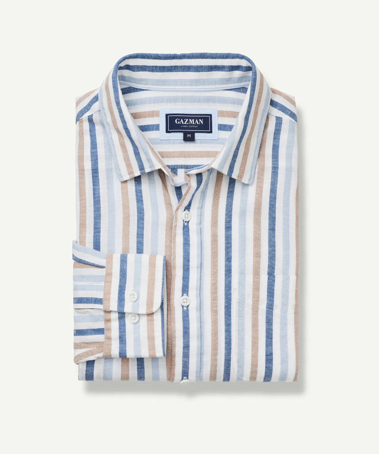 Linen Blend Bengal Stripe Long Sleeve Shirt - Multi Stripe sold by GAZMAN product image thumbnail 2