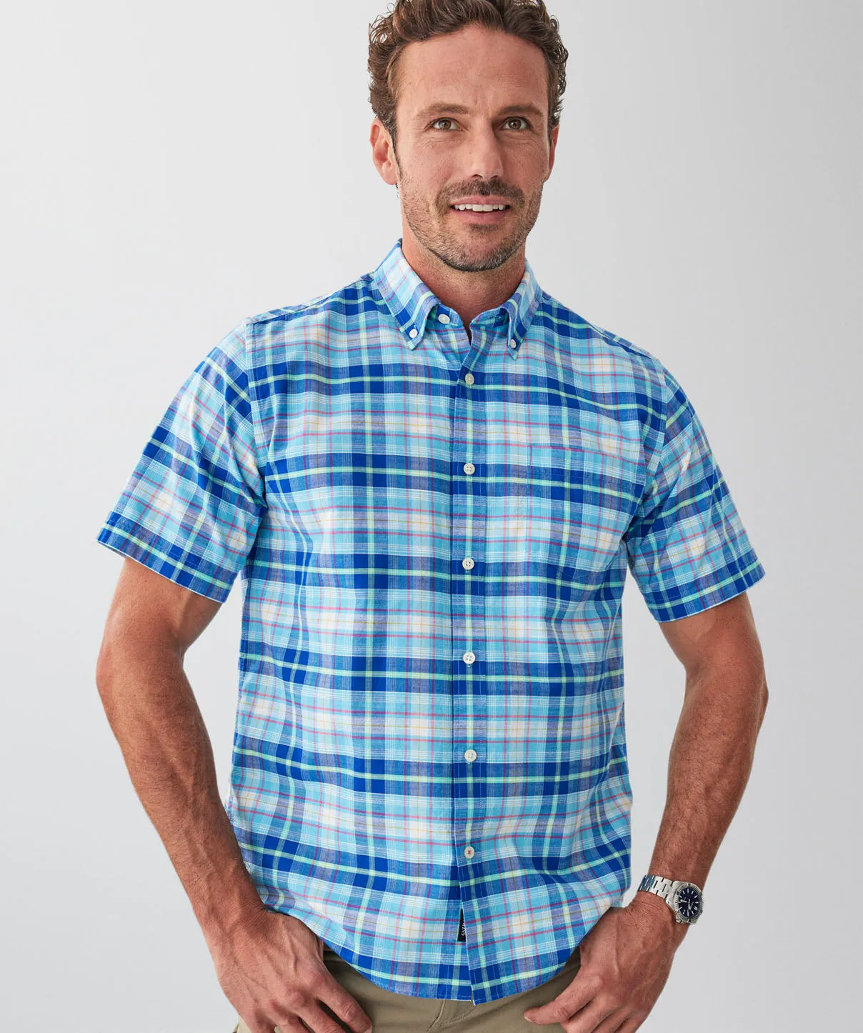 Casual Slub Check Short Sleeve Shirt - Multi sold by GAZMAN product image thumbnail 3