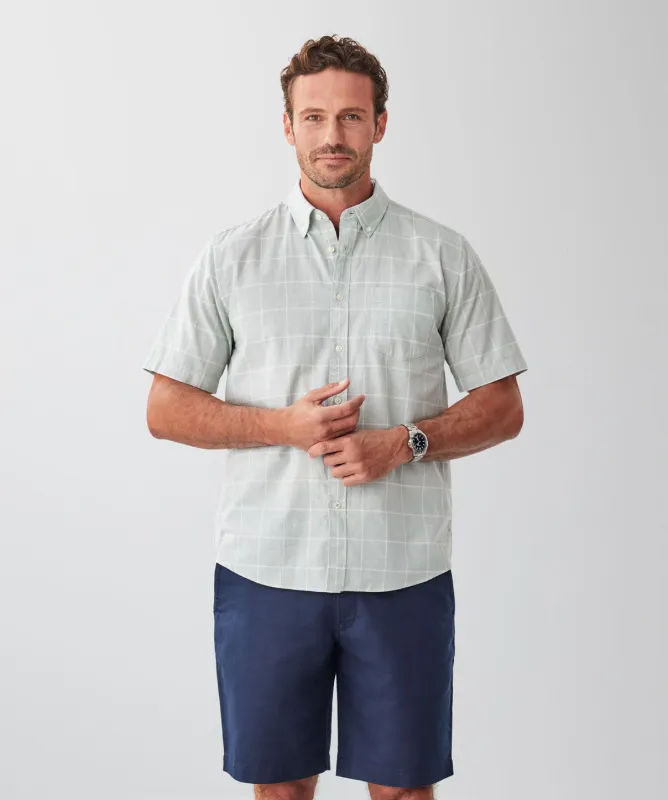 Casual Slub Check Short Sleeve Shirt - Sage sold by GAZMAN