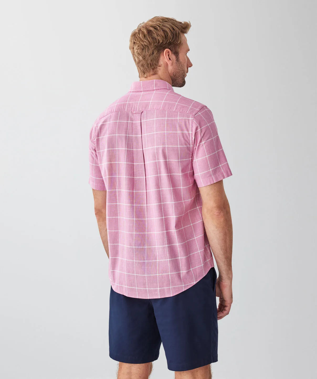 Casual Slub Check Short Sleeve Shirt - Raspberry sold by GAZMAN product image thumbnail 2