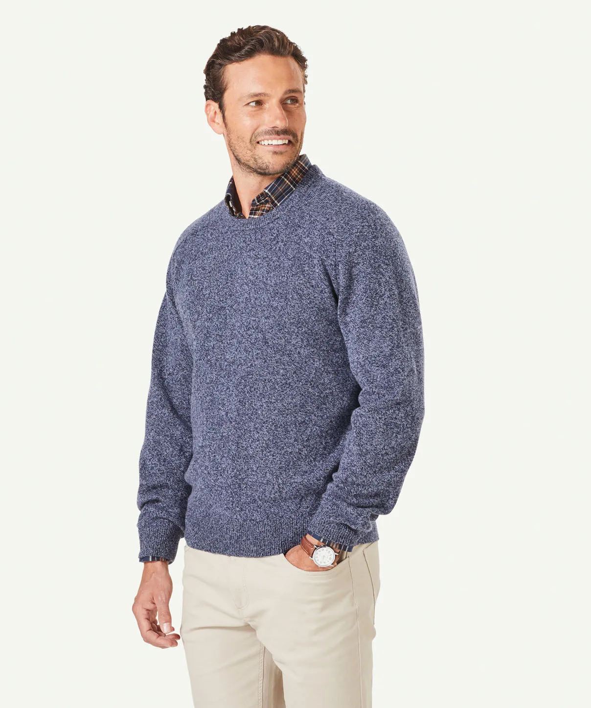 Lambswool Crew Neck Knit - Navy/Blue sold by GAZMAN