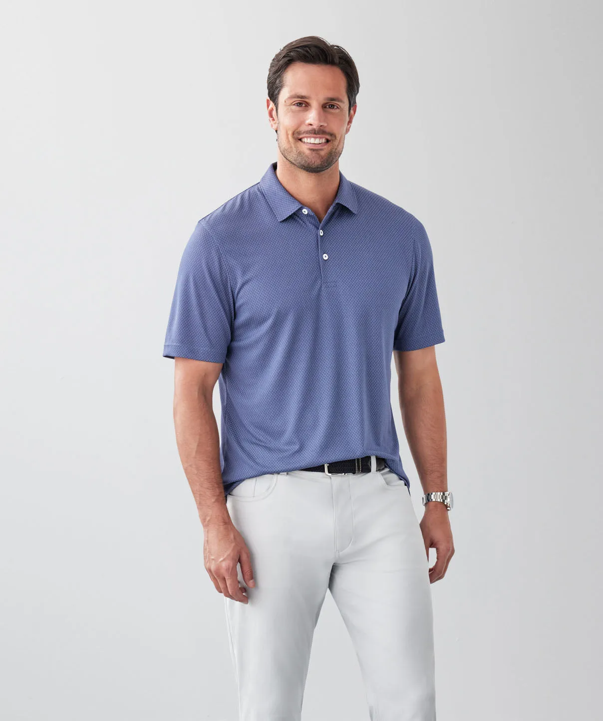 GAZFLEX Geo Jacquard Polo - Navy sold by GAZMAN