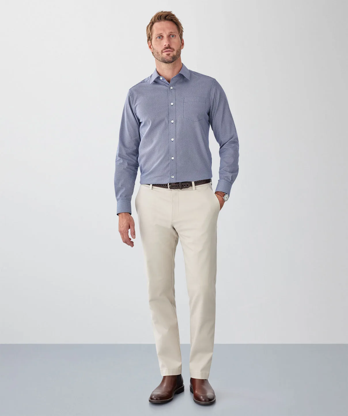 Easy Care Geo Print Long Sleeve Shirt - Navy sold by GAZMAN product image thumbnail 4