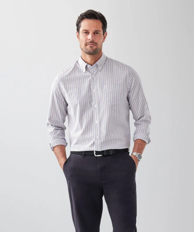 Easy Care Twill Stripe Long Sleeve Shirt - Multi Stripe sold by GAZMAN