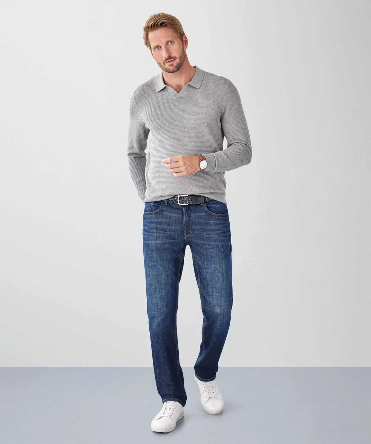 Long Sleeve Ottoman Knit Polo - Charcoal sold by GAZMAN product image thumbnail 4