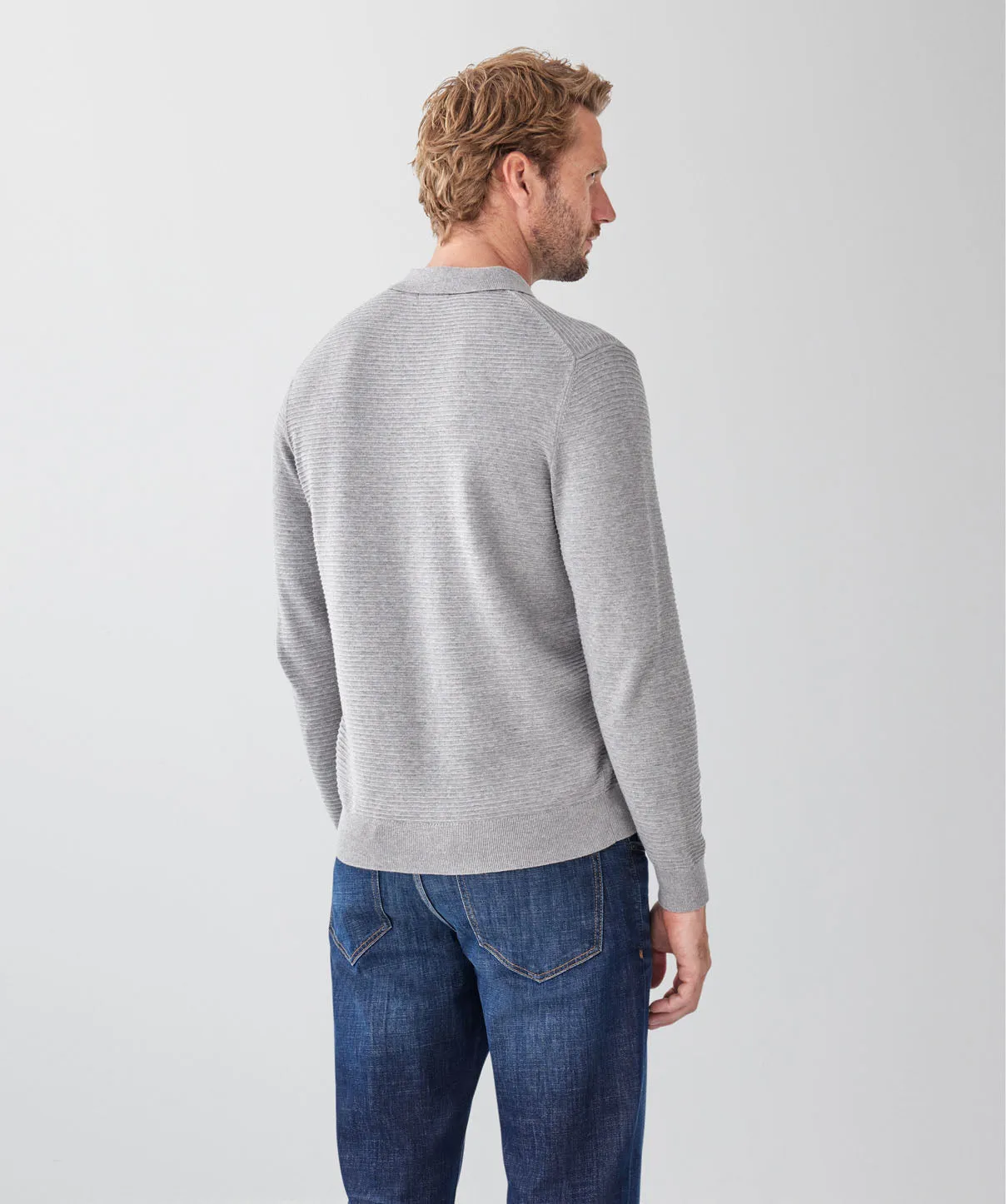 Long Sleeve Ottoman Knit Polo - Charcoal sold by GAZMAN product image thumbnail 2