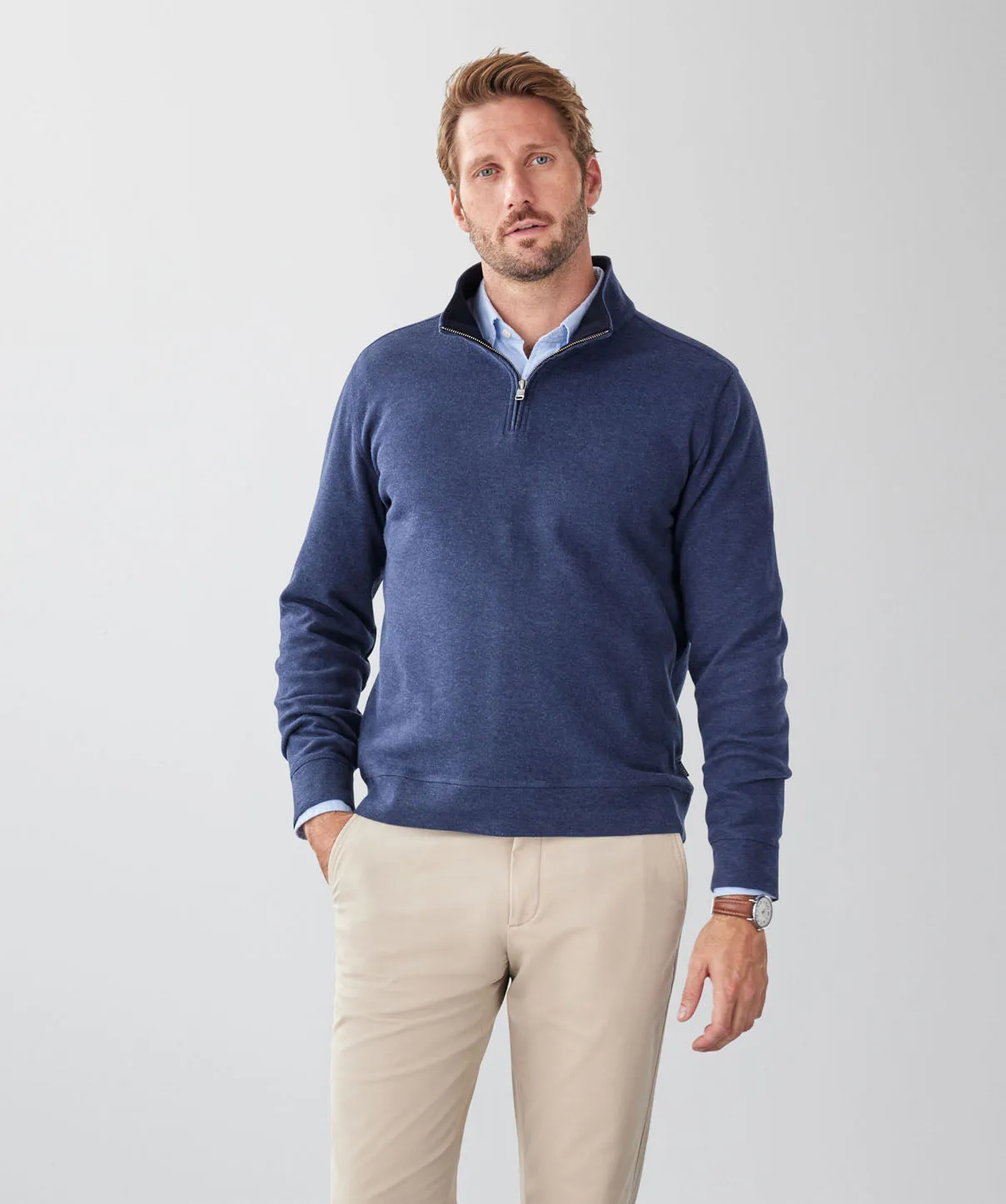 Half Zip Sweat - Navy sold by GAZMAN