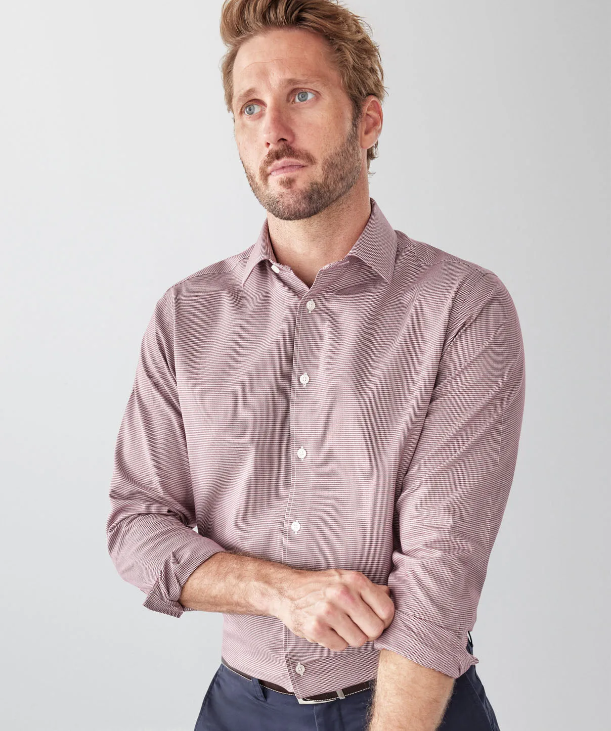 Non-Iron Micro Dobby Twill Long Sleeve Shirt - Plum sold by GAZMAN product image thumbnail 3