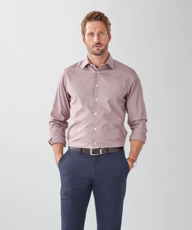 Non-Iron Micro Dobby Twill Long Sleeve Shirt - Plum sold by GAZMAN