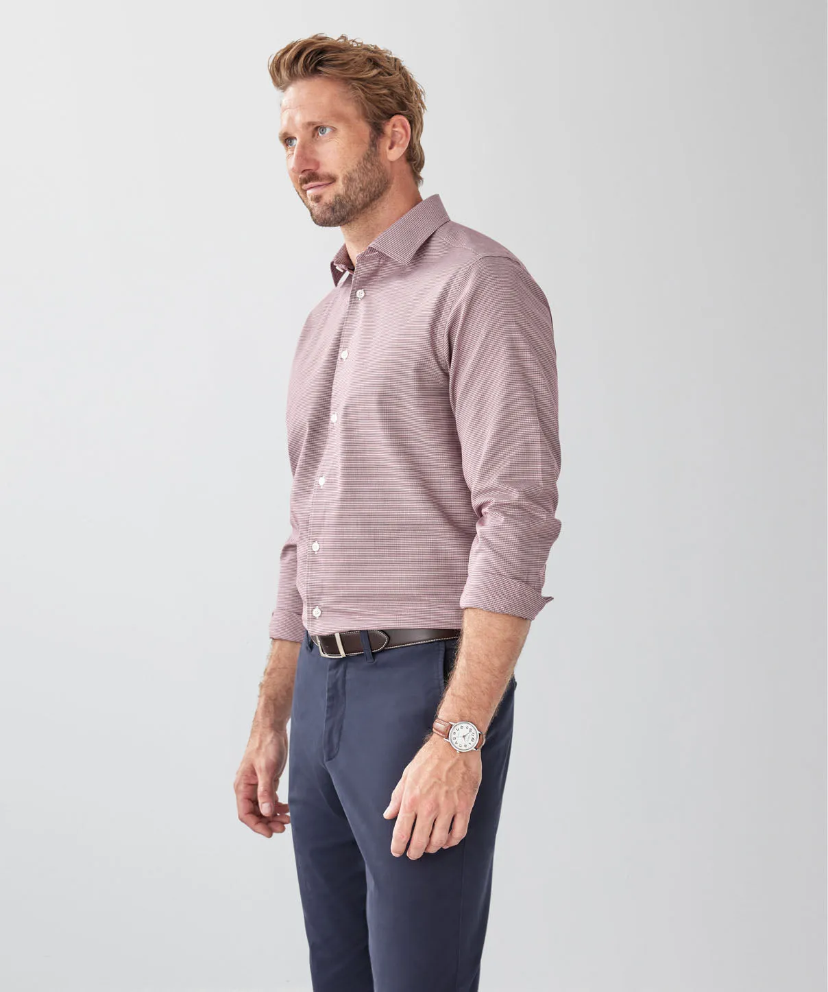 Non-Iron Micro Dobby Twill Long Sleeve Shirt - Plum sold by GAZMAN product image thumbnail 5