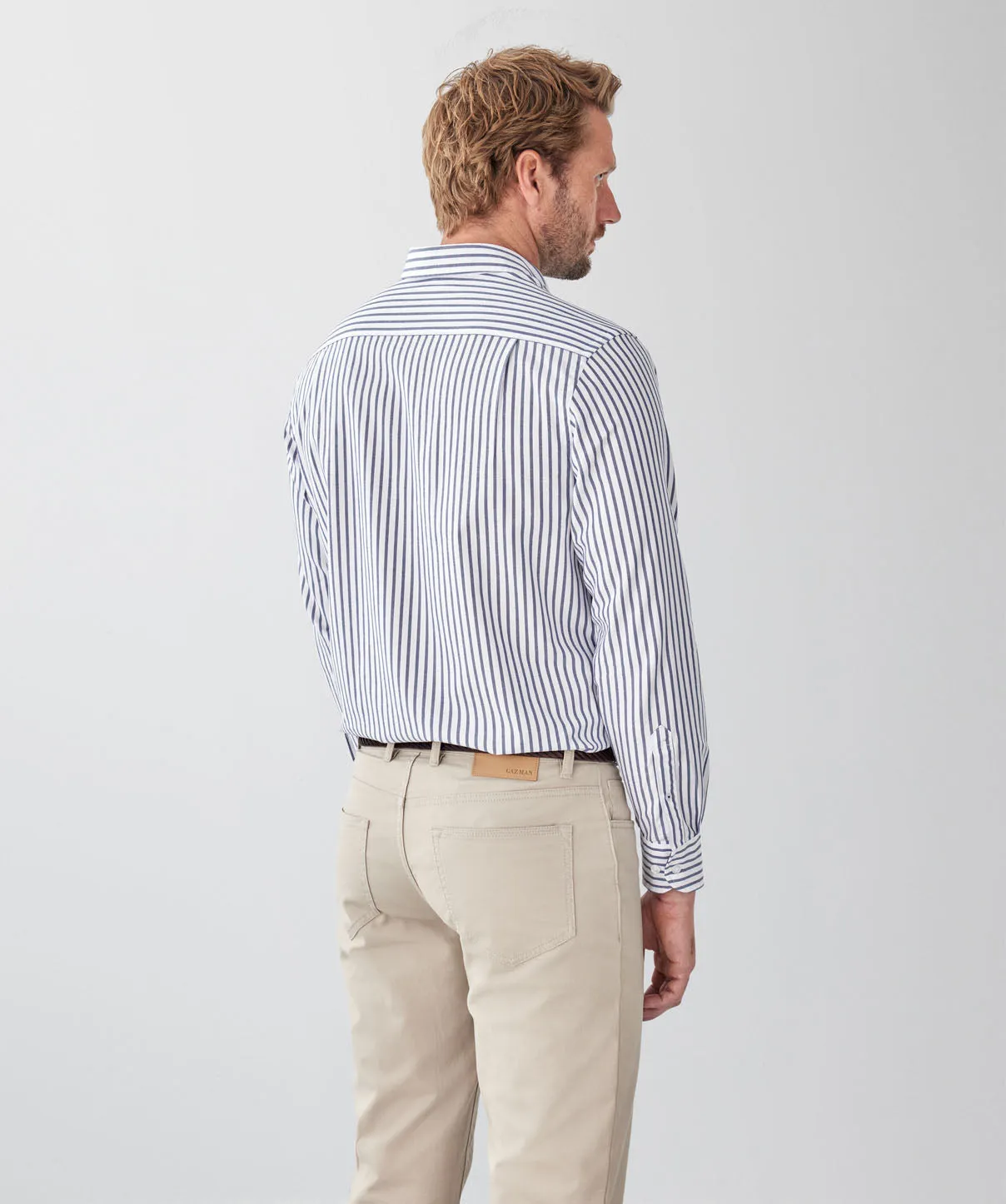 Casual Oxford Stripe Long Sleeve Shirt - Navy sold by GAZMAN product image thumbnail 2