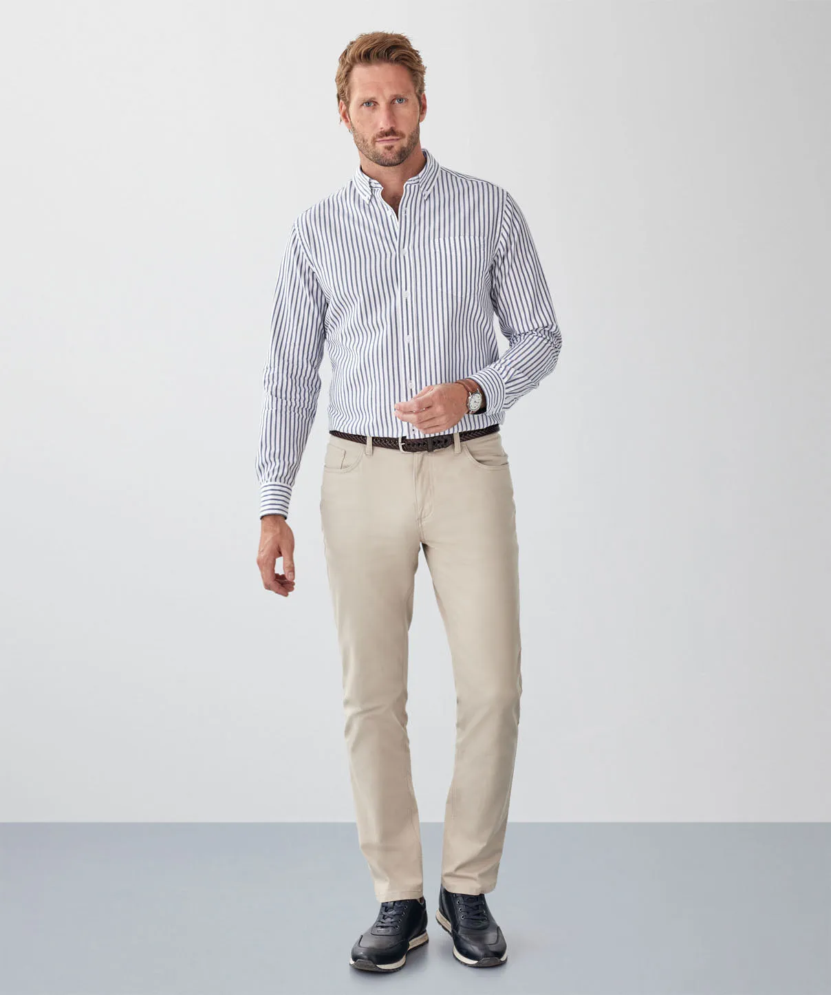 Casual Oxford Stripe Long Sleeve Shirt - Navy sold by GAZMAN product image thumbnail 4