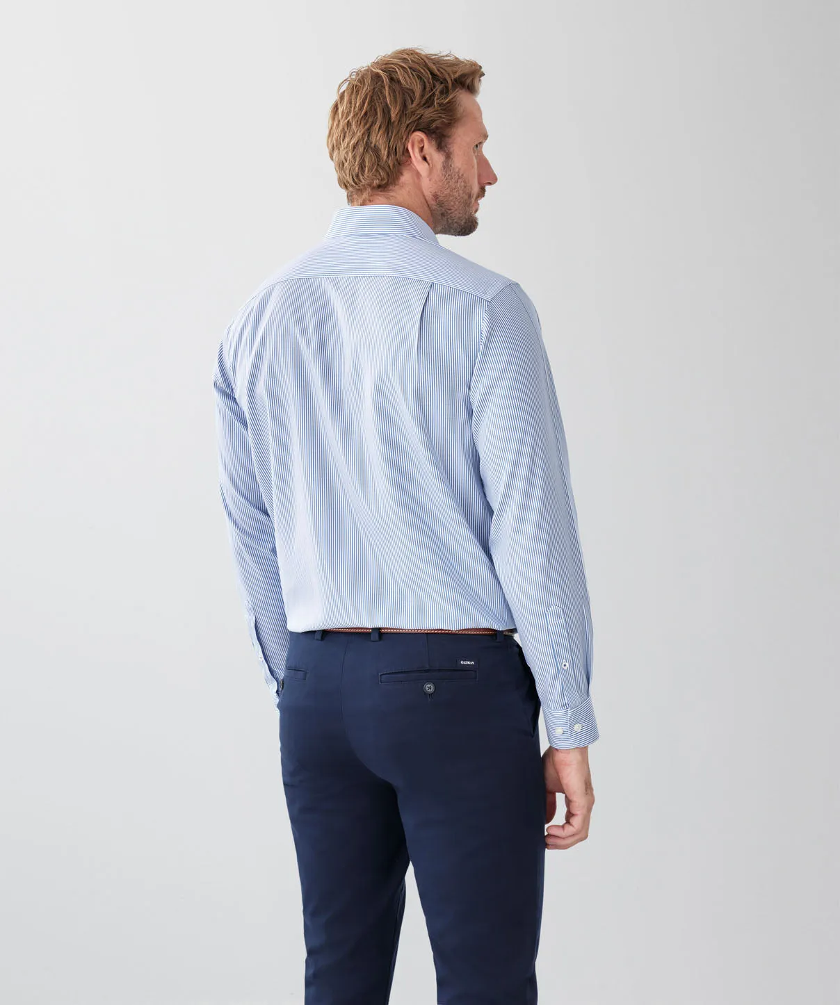 Non-Iron Twill Stripe Long Sleeve Shirt - Blue sold by GAZMAN product image thumbnail 2