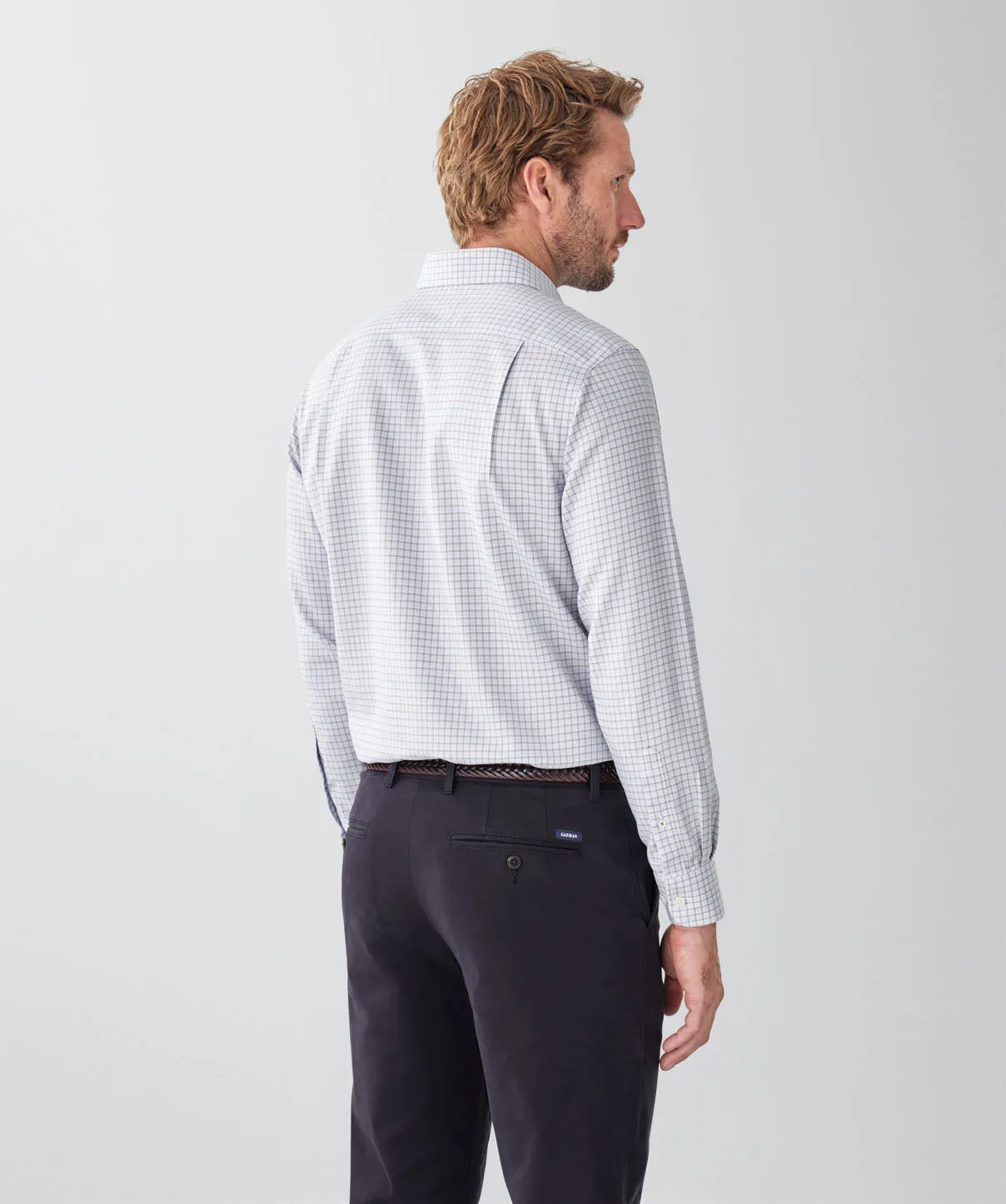 Non-Iron Dobby Twill Check Long Sleeve Shirt - Sky Blue sold by GAZMAN product image thumbnail 2