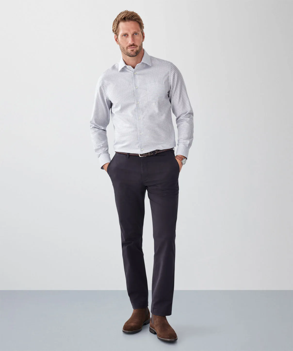 Non-Iron Dobby Twill Check Long Sleeve Shirt - Sky Blue sold by GAZMAN product image thumbnail 4