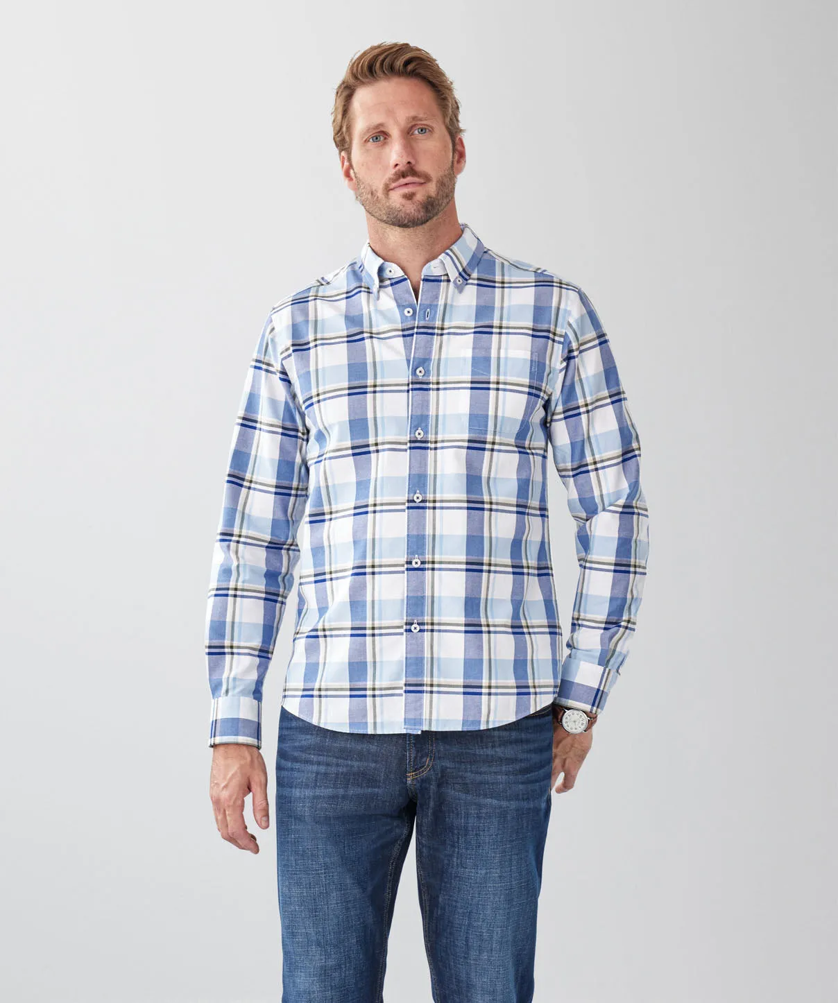 Casual Oxford Check Long Sleeve Shirt - Multi sold by GAZMAN