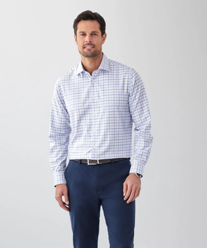 Easy Care Dobby Check Long Sleeve Shirt - Sky Blue sold by GAZMAN