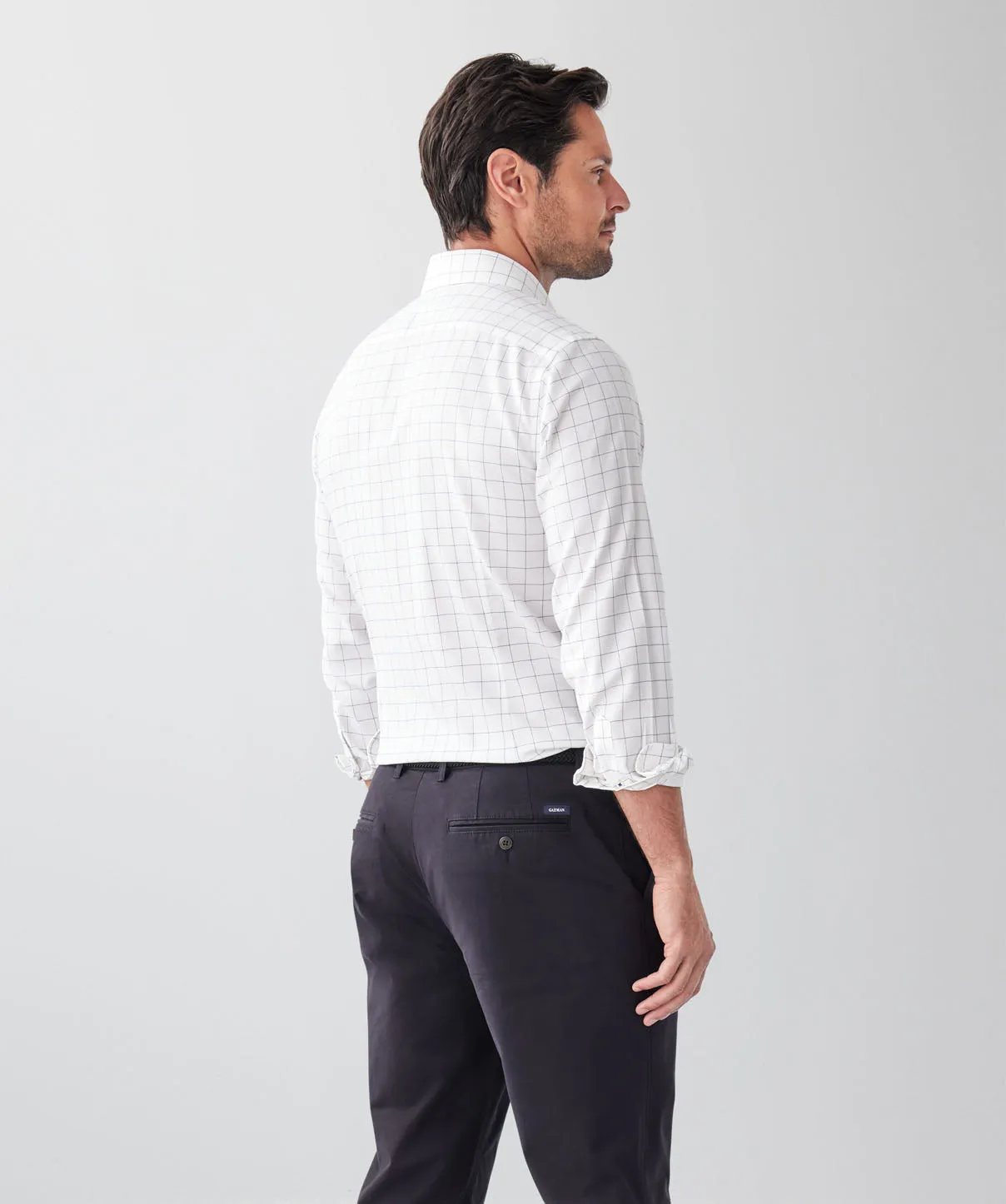 Tailored Fit Non-Iron Check Long Sleeve Shirt - White sold by GAZMAN product image thumbnail 2