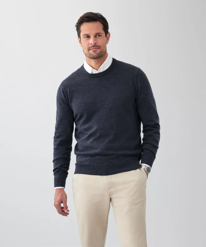 Merino Crew Neck Knit - Charcoal sold by GAZMAN