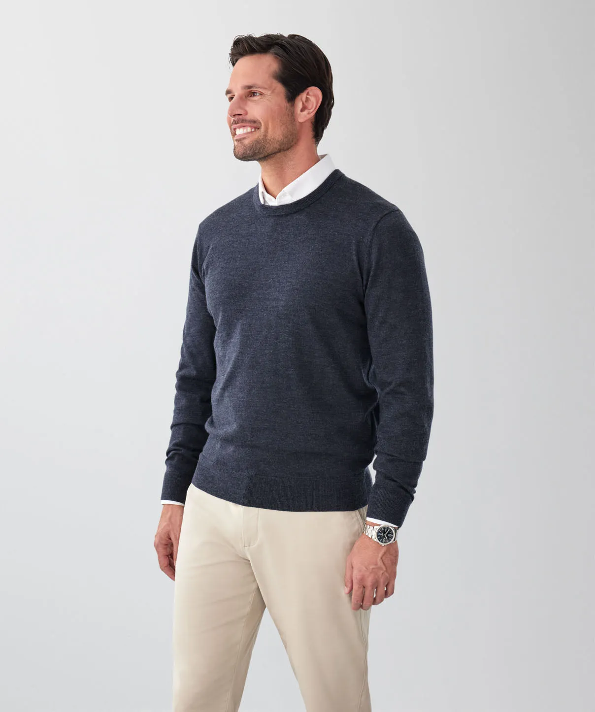 Merino Crew Neck Knit - Charcoal sold by GAZMAN product image thumbnail 5