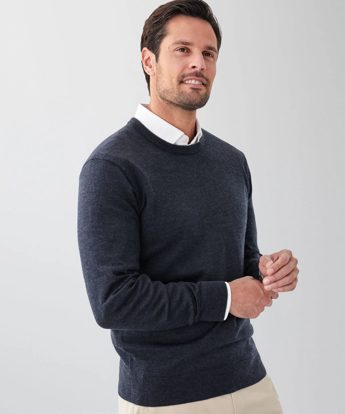 Merino Crew Neck Knit - Charcoal sold by GAZMAN product image thumbnail 3