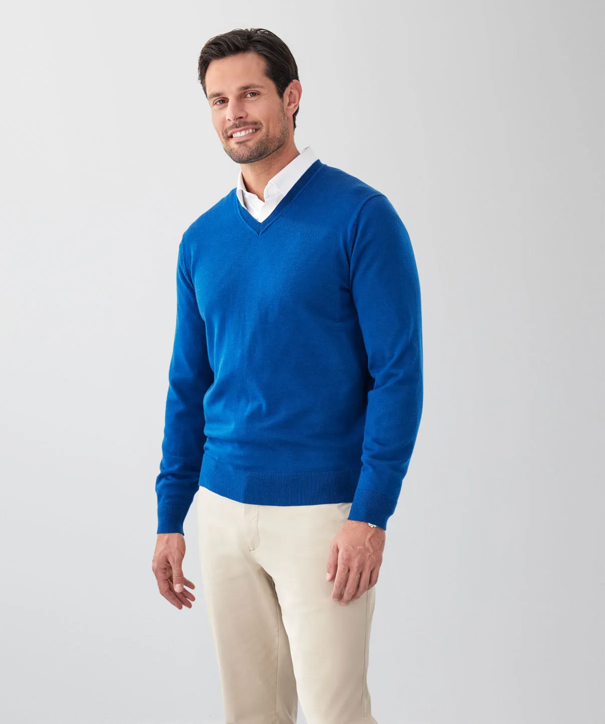Merino V-Neck Knit - Cobalt sold by GAZMAN product image thumbnail 5
