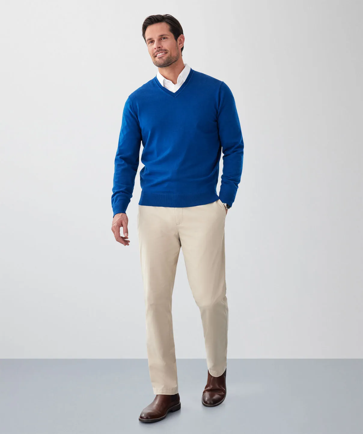 Merino V-Neck Knit - Cobalt sold by GAZMAN product image thumbnail 4