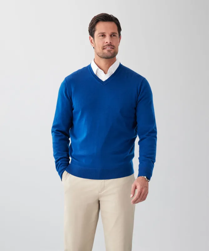 Merino V-Neck Knit - Cobalt made by GAZMAN