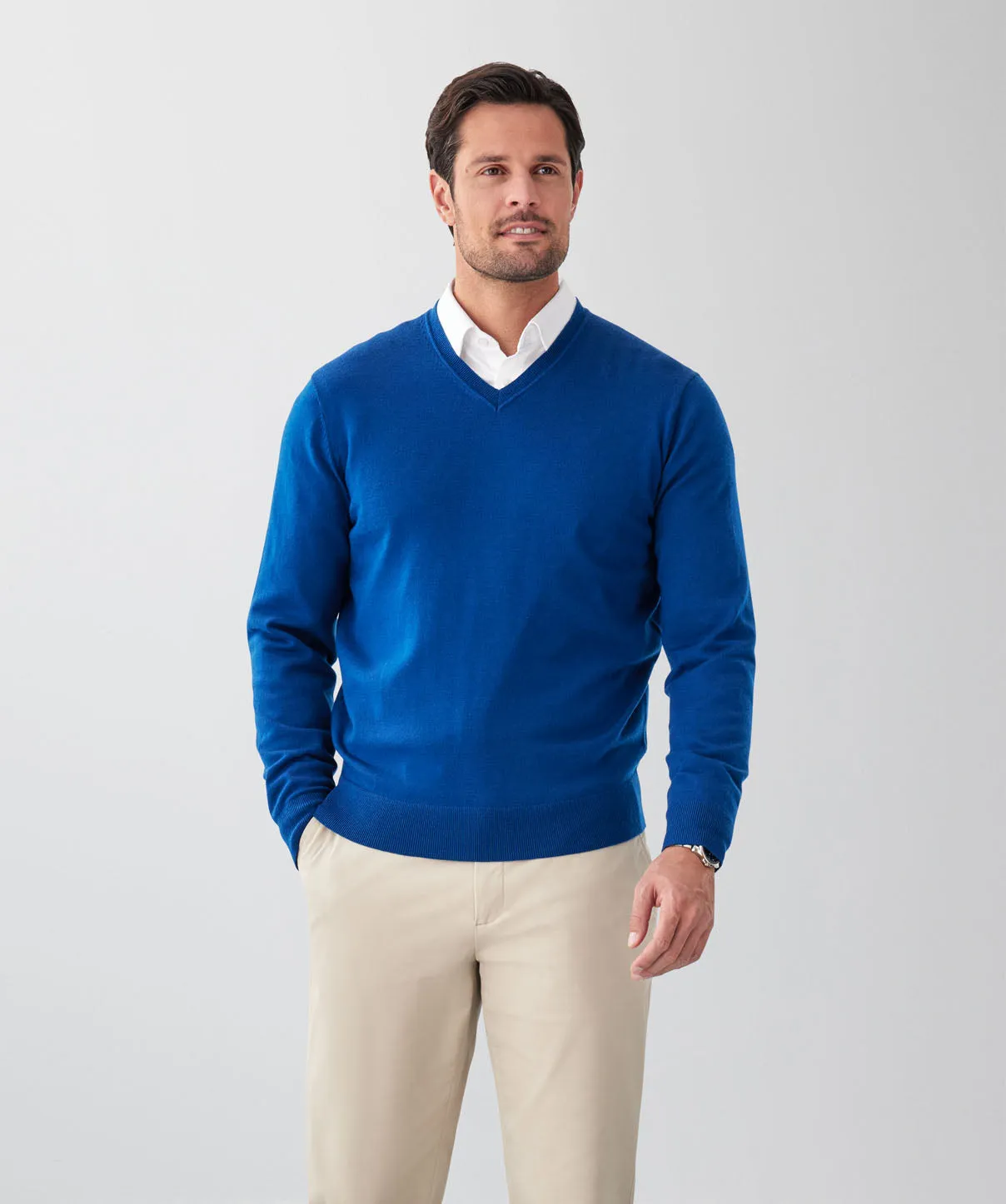 Merino V-Neck Knit - Cobalt sold by GAZMAN