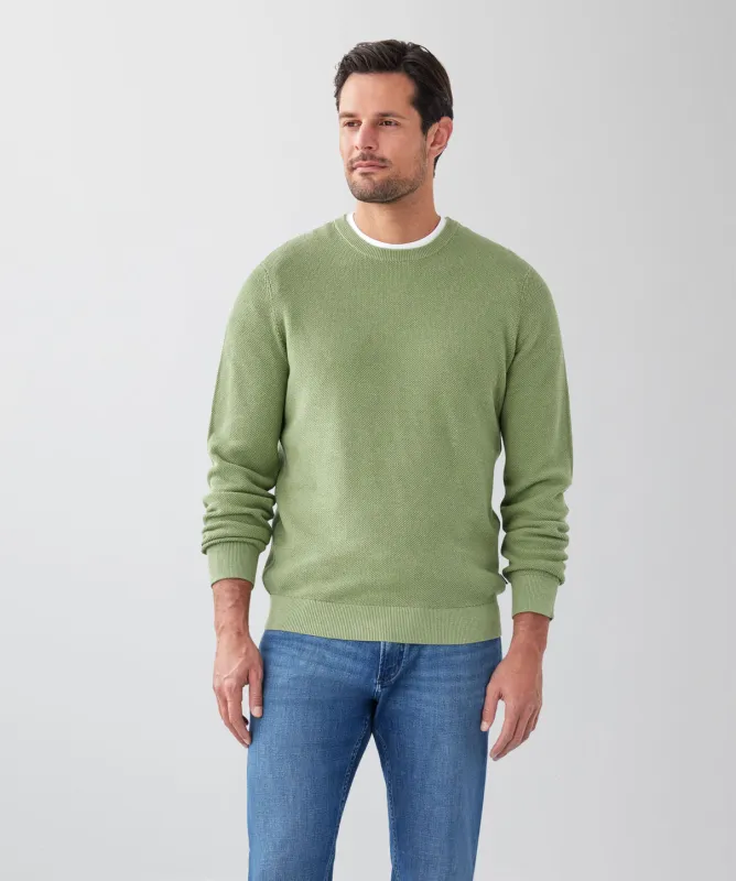Cotton Textured Crew Knit - Light Green sold by GAZMAN