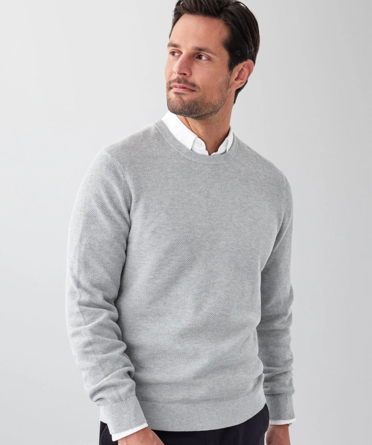 Cotton Textured Crew Knit - Light Grey sold by GAZMAN product image thumbnail 3