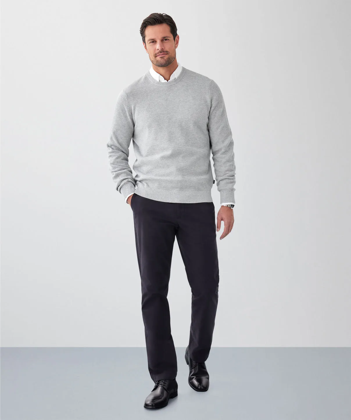 Cotton Textured Crew Knit - Light Grey sold by GAZMAN product image thumbnail 4