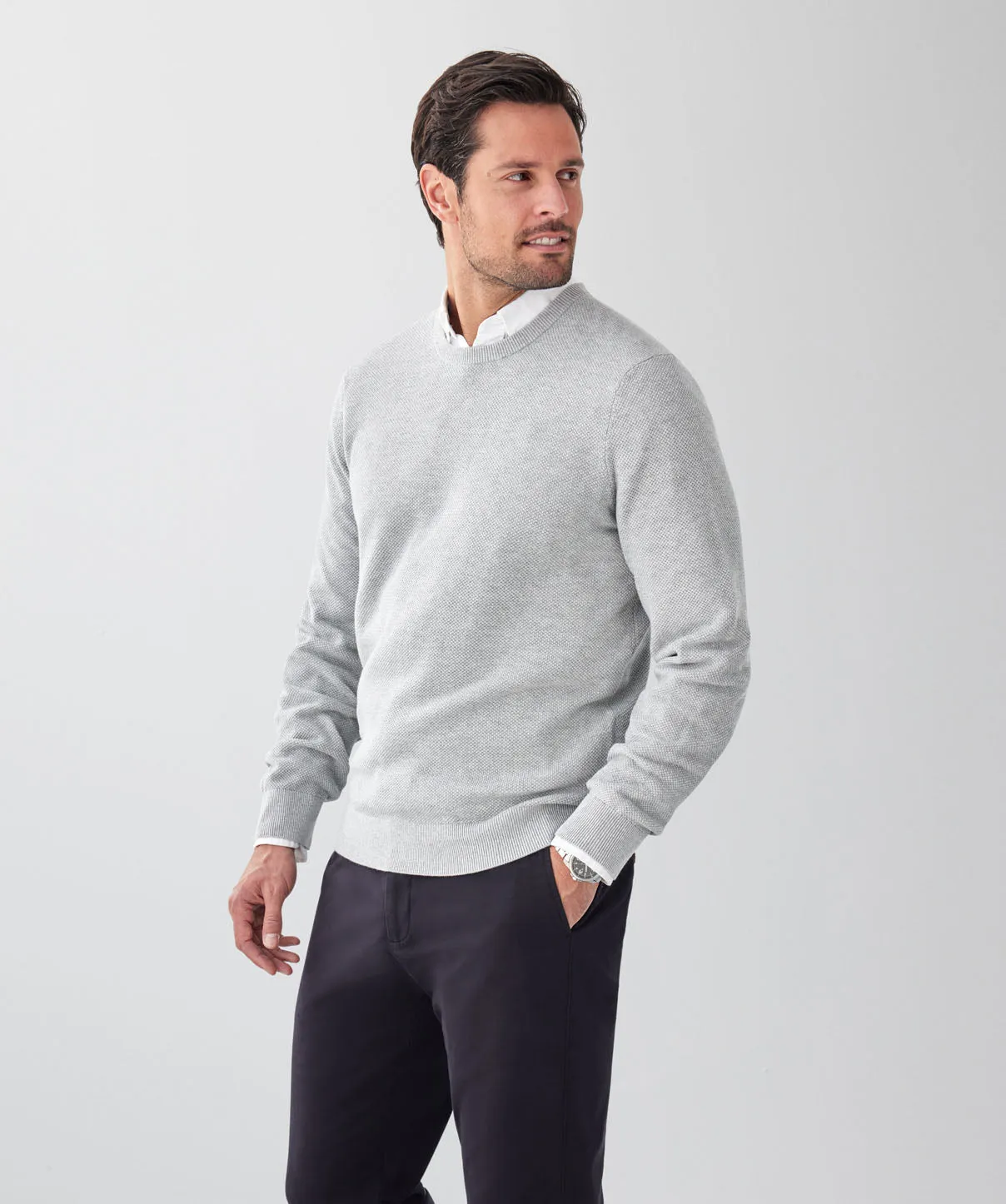 Cotton Textured Crew Knit - Light Grey sold by GAZMAN product image thumbnail 5