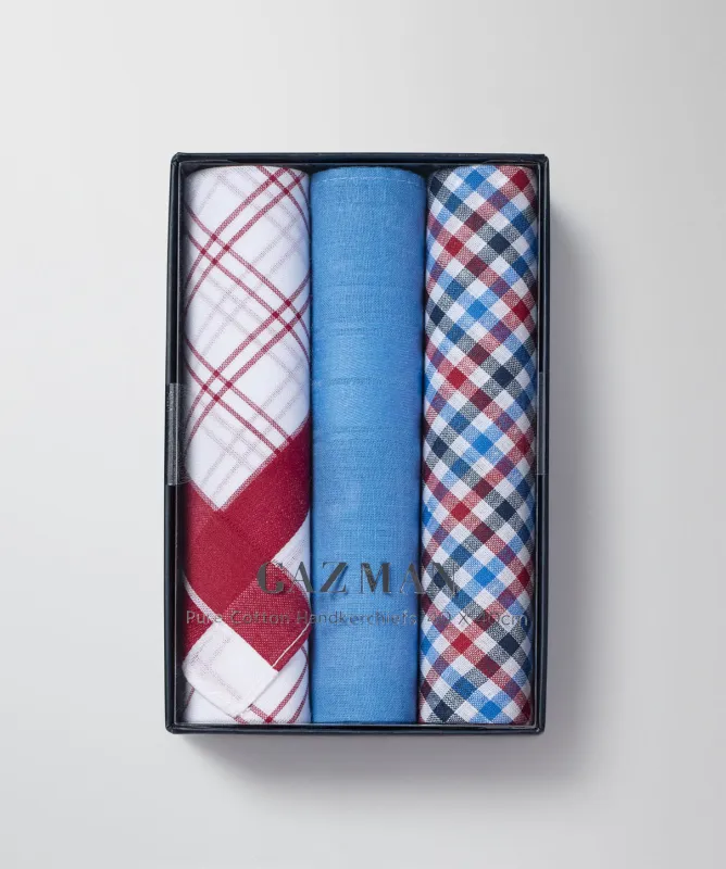 Box Set of 3 Mixed Handkerchiefs - Red Mix sold by GAZMAN