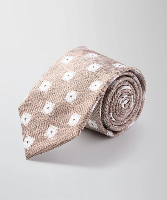 Silk Foulard Tie - Beige made by GAZMAN