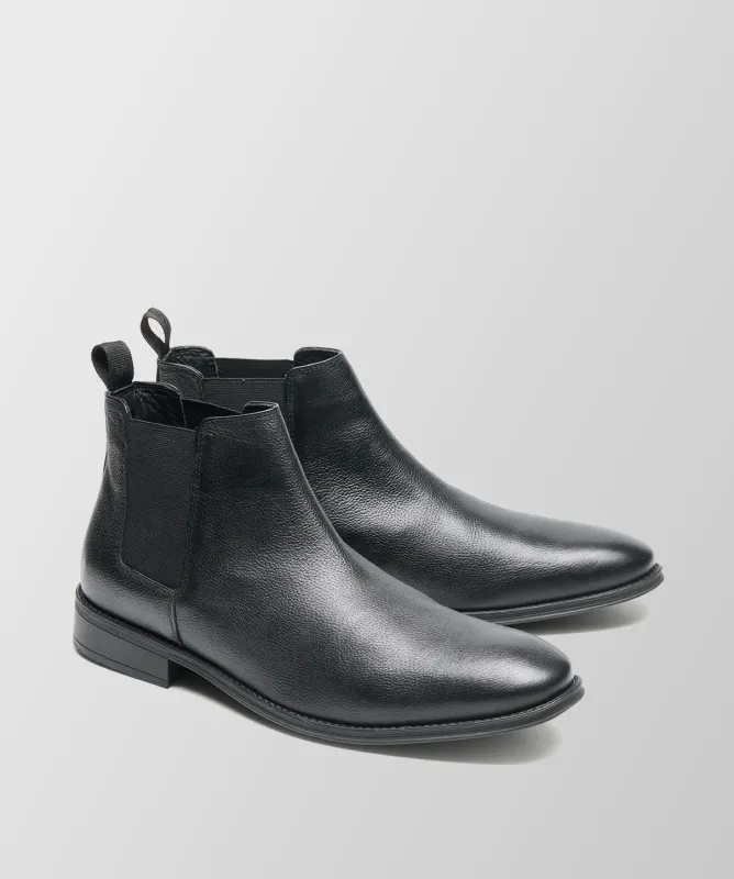 Leather Chelsea Boot - Black made by GAZMAN