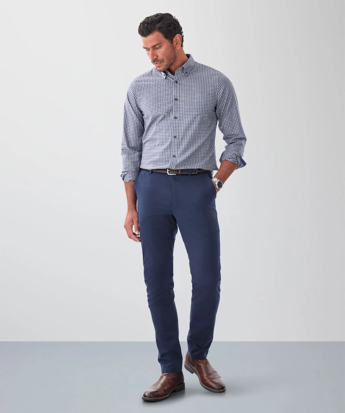 Tailored Fit Easy Care Multi Check Long Sleeve Shirt - Mid Grey sold by GAZMAN product image thumbnail 4