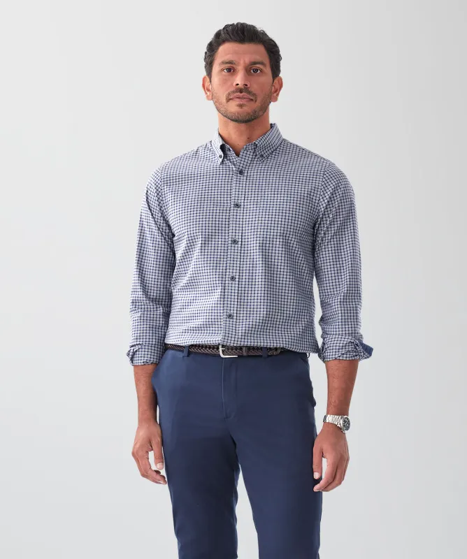 Tailored Fit Easy Care Multi Check Long Sleeve Shirt - Mid Grey made by GAZMAN