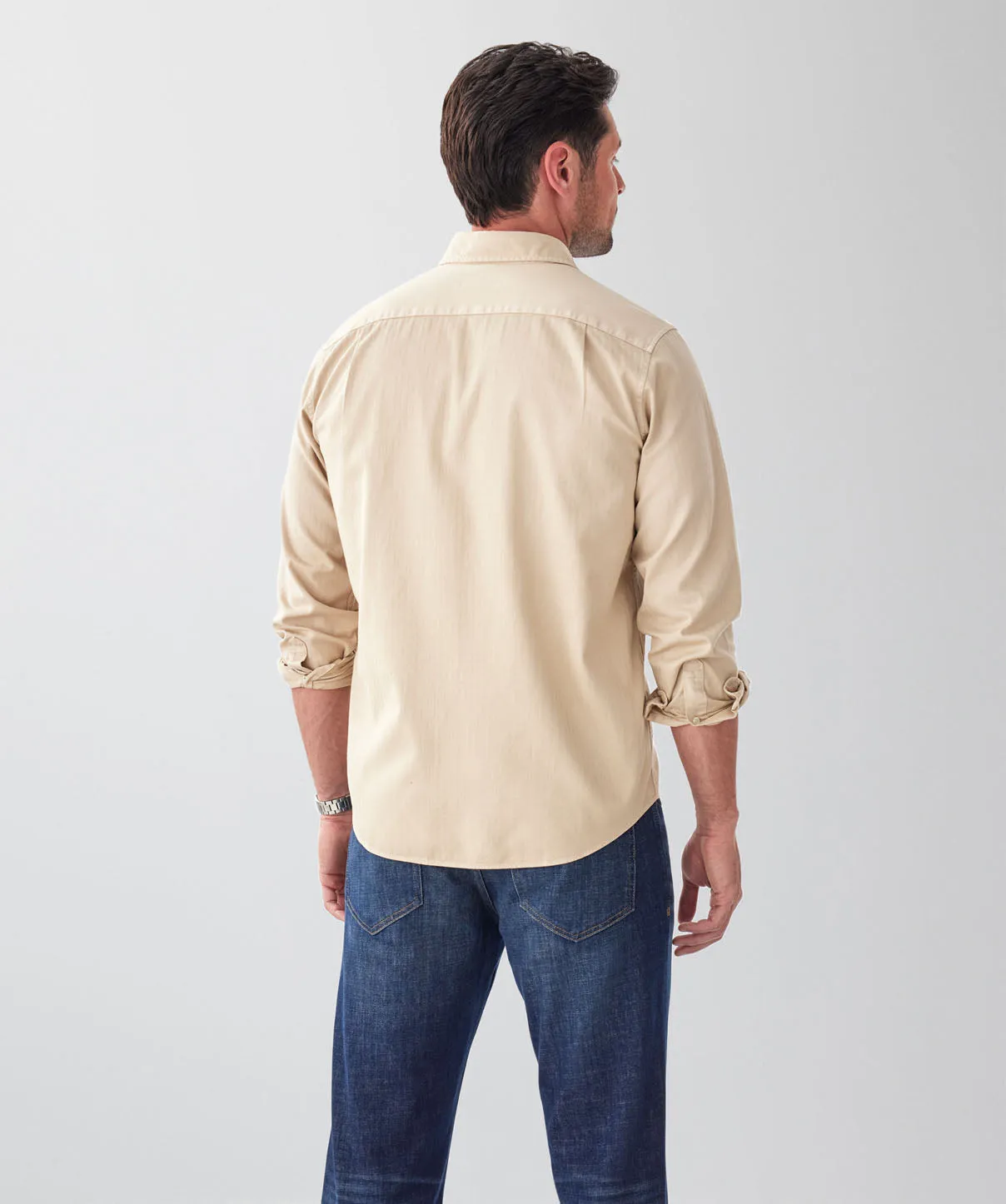 Casual Herringbone Plain Long Sleeve Shirt - Sand sold by GAZMAN product image thumbnail 2