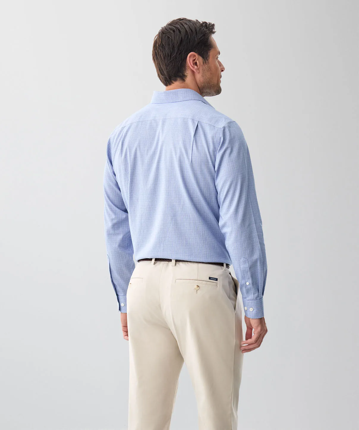 Non-Iron Micro Check Long Sleeve Shirt - Blue sold by GAZMAN product image thumbnail 2