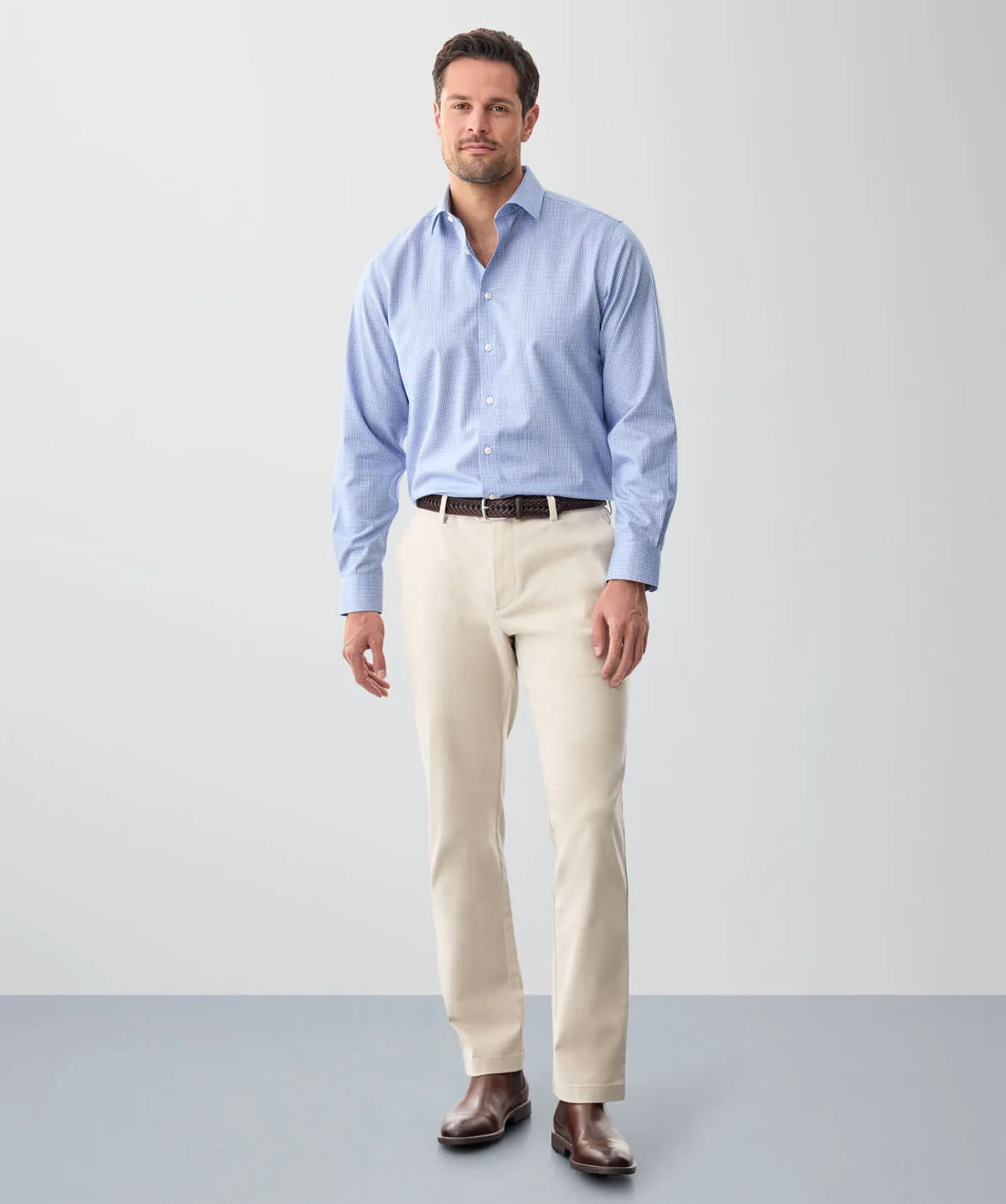 Non-Iron Micro Check Long Sleeve Shirt - Blue sold by GAZMAN product image thumbnail 4
