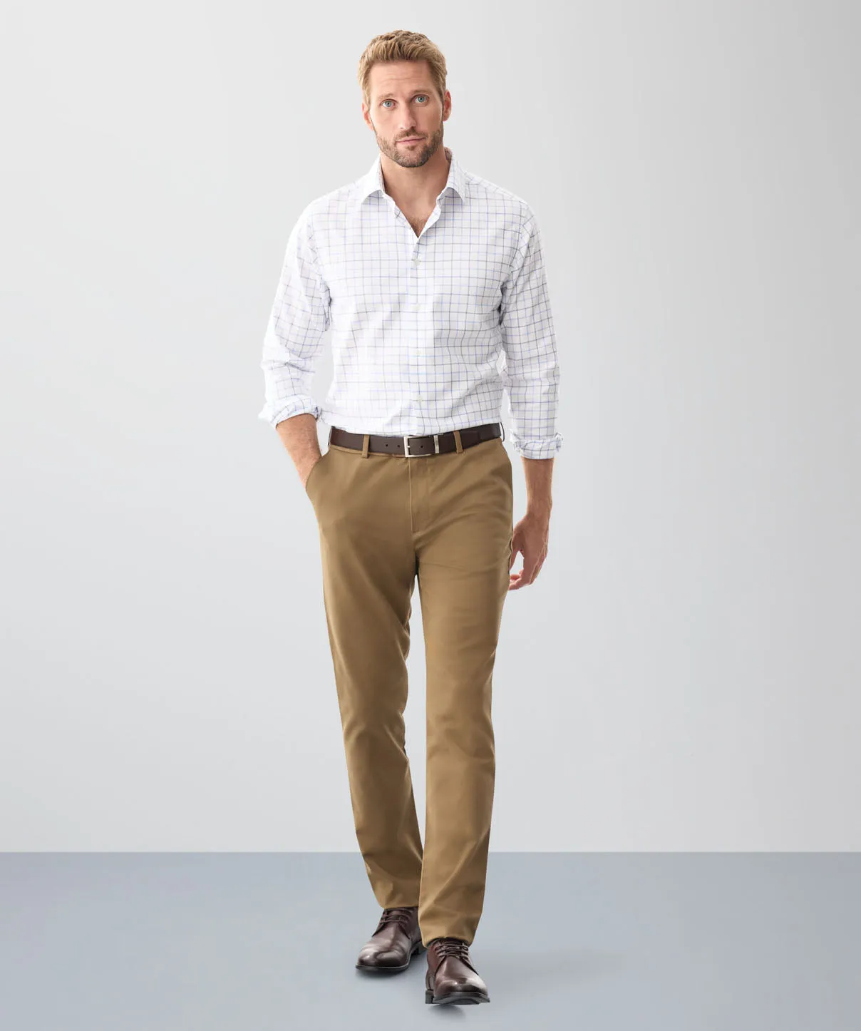 Non-Iron Twill Check Long Sleeve Shirt - White sold by GAZMAN product image thumbnail 4