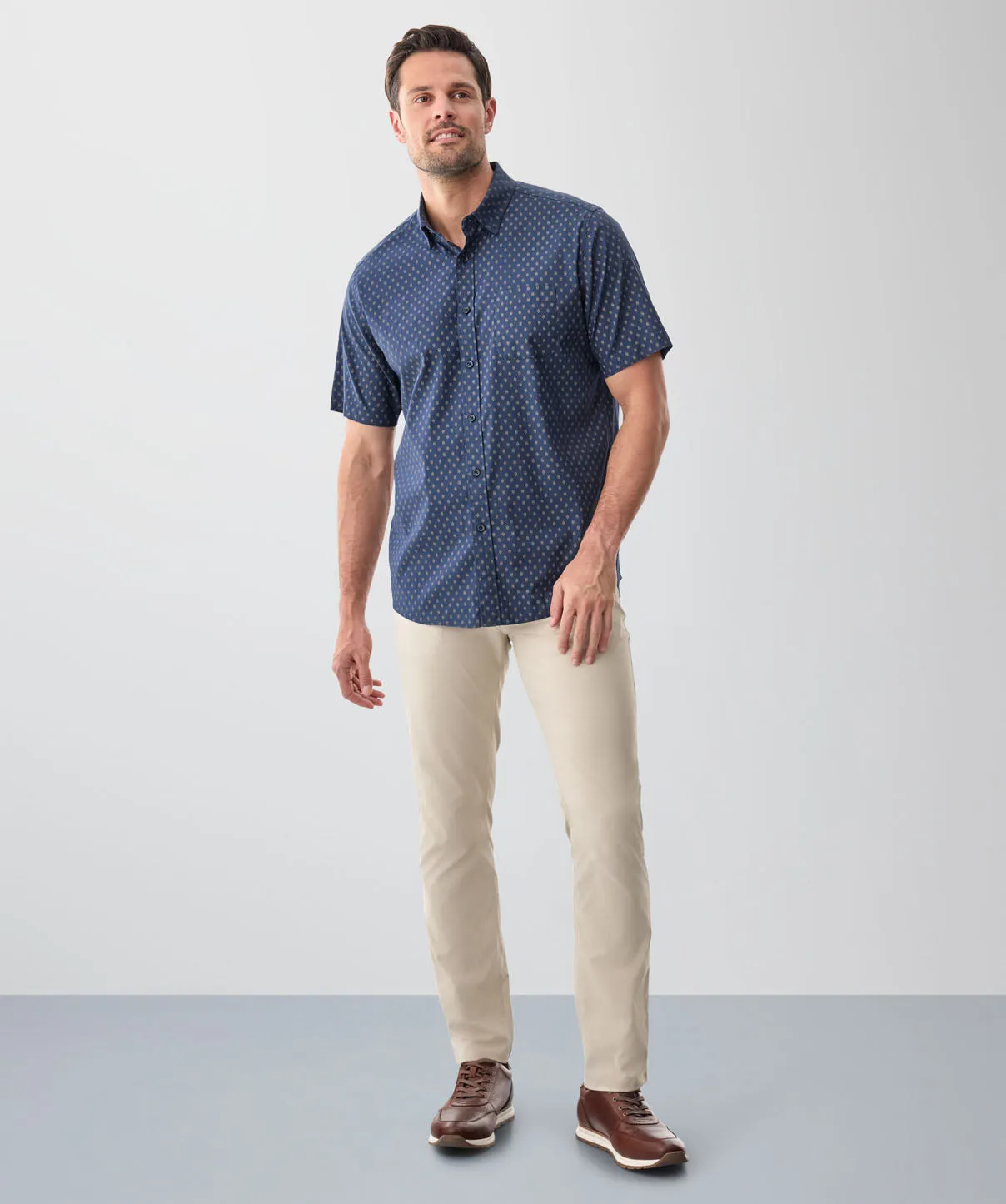 Performance Geo Print Short Sleeve Shirt - Dark Navy sold by GAZMAN product image thumbnail 4