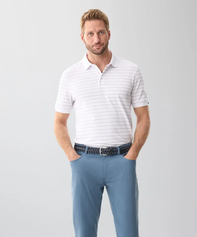 Pique Stripe Polo - White made by GAZMAN
