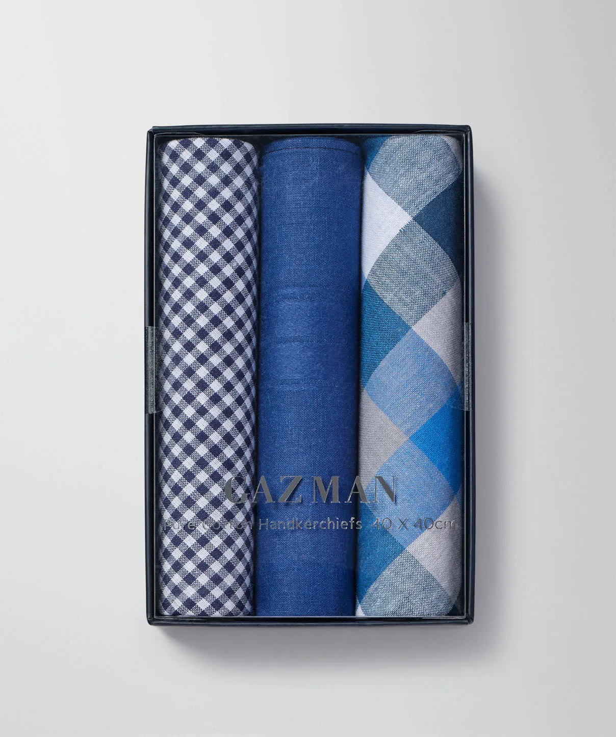 Box Set of 3 Mixed Handkerchiefs - Blue Mix sold by GAZMAN