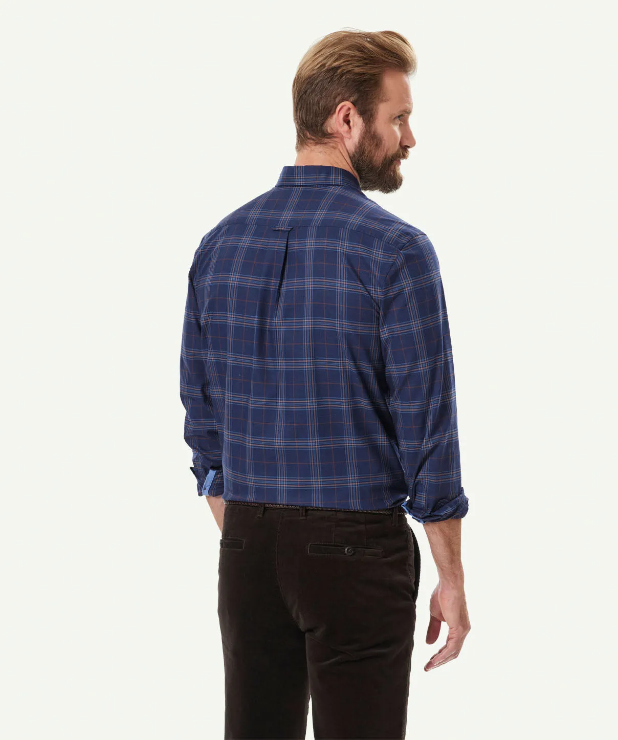 Easy Care Twill Melange Check Long Sleeve Shirt - Navy Melange sold by GAZMAN product image thumbnail 3