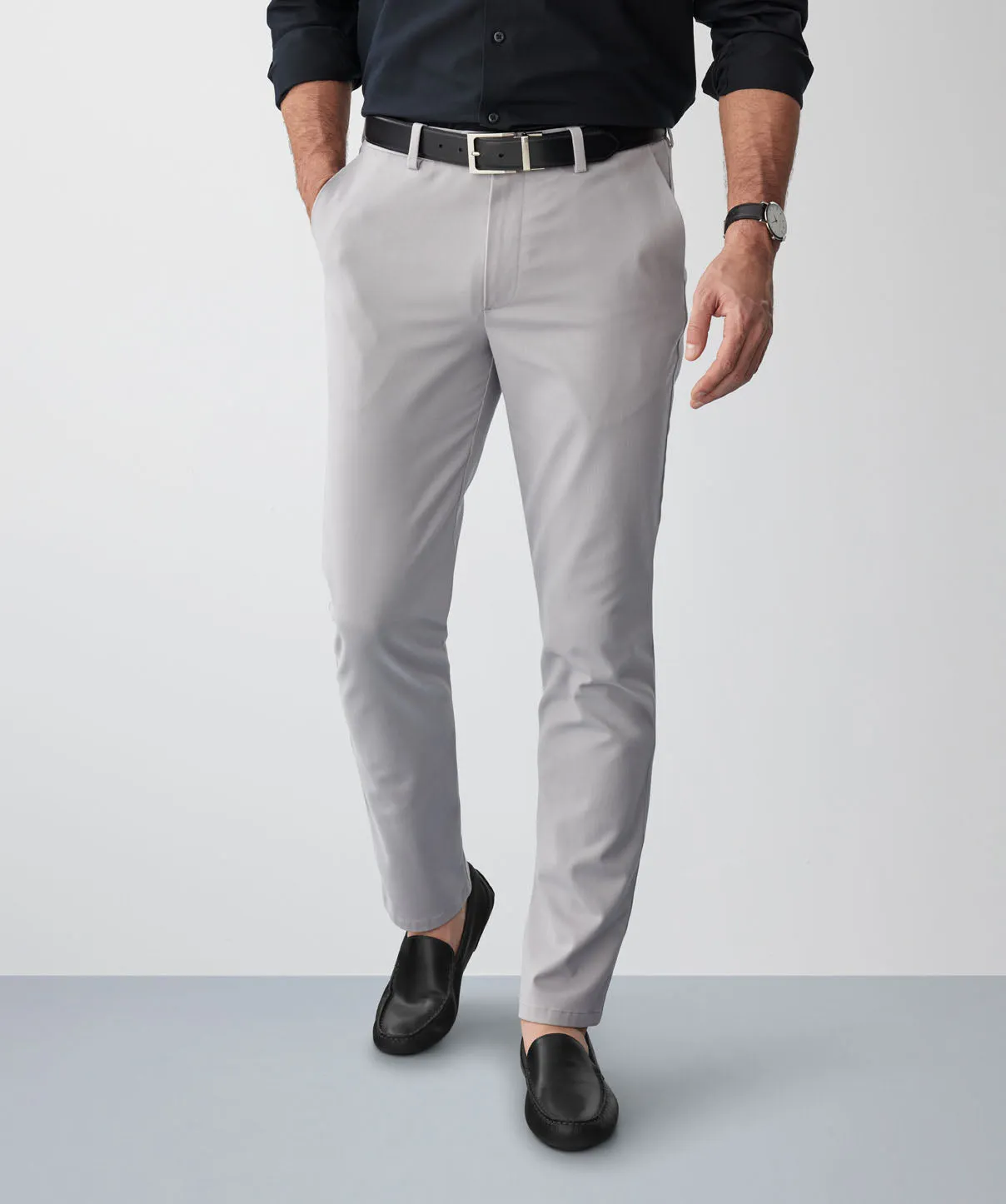 Non-Iron Modern Chino Pants - Grey sold by GAZMAN