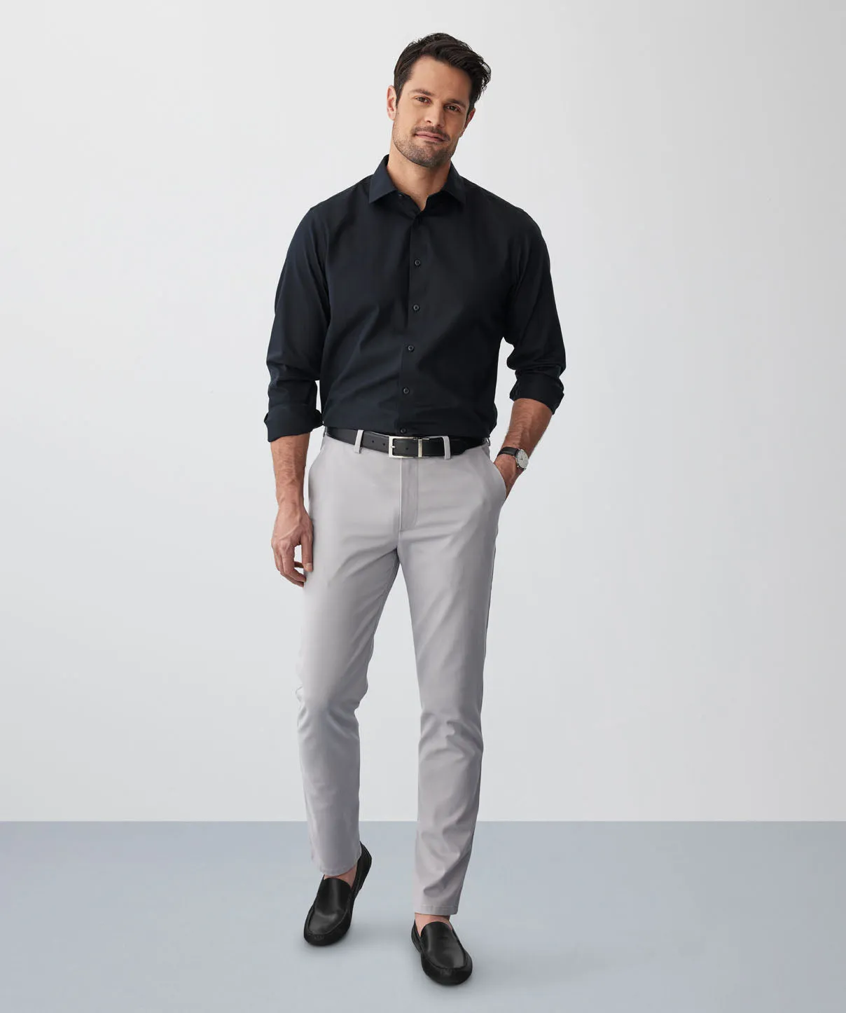 Non-Iron Modern Chino Pants - Grey sold by GAZMAN product image thumbnail 5