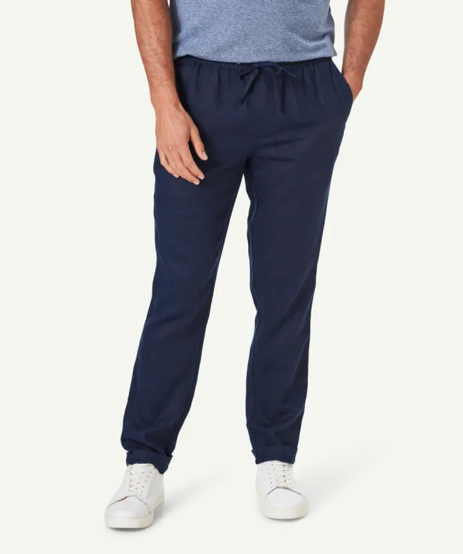 Evans Linen Pant - Navy sold by GAZMAN