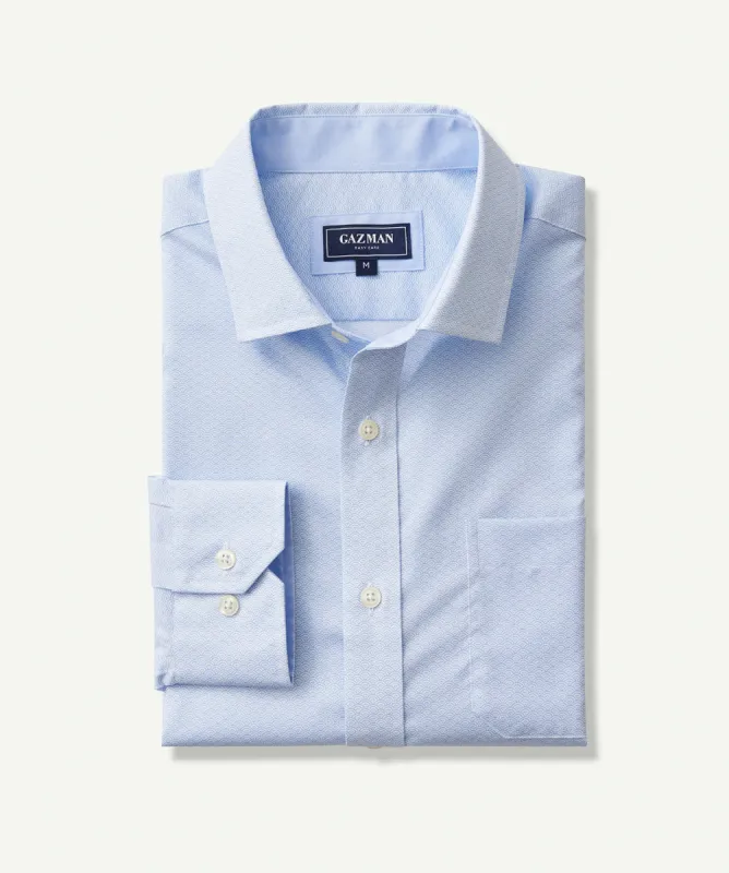 Easy Care Shell Print Long Sleeve Shirt - Pale Blue sold by GAZMAN